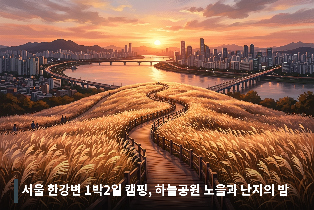 서울 한강변 1박2일 캠핑, 하늘공원 노을과 난지의 밤